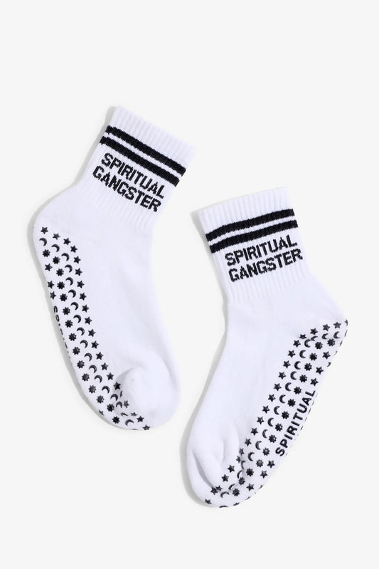 SPIRITUAL GANGSTER LOGO STUDIO GRIP SOCK WHITE 1