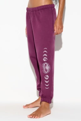 SPIRITUAL GANGSTER MOON WESTSIDE 7/8 SWEATPANT DARK DAHLIA