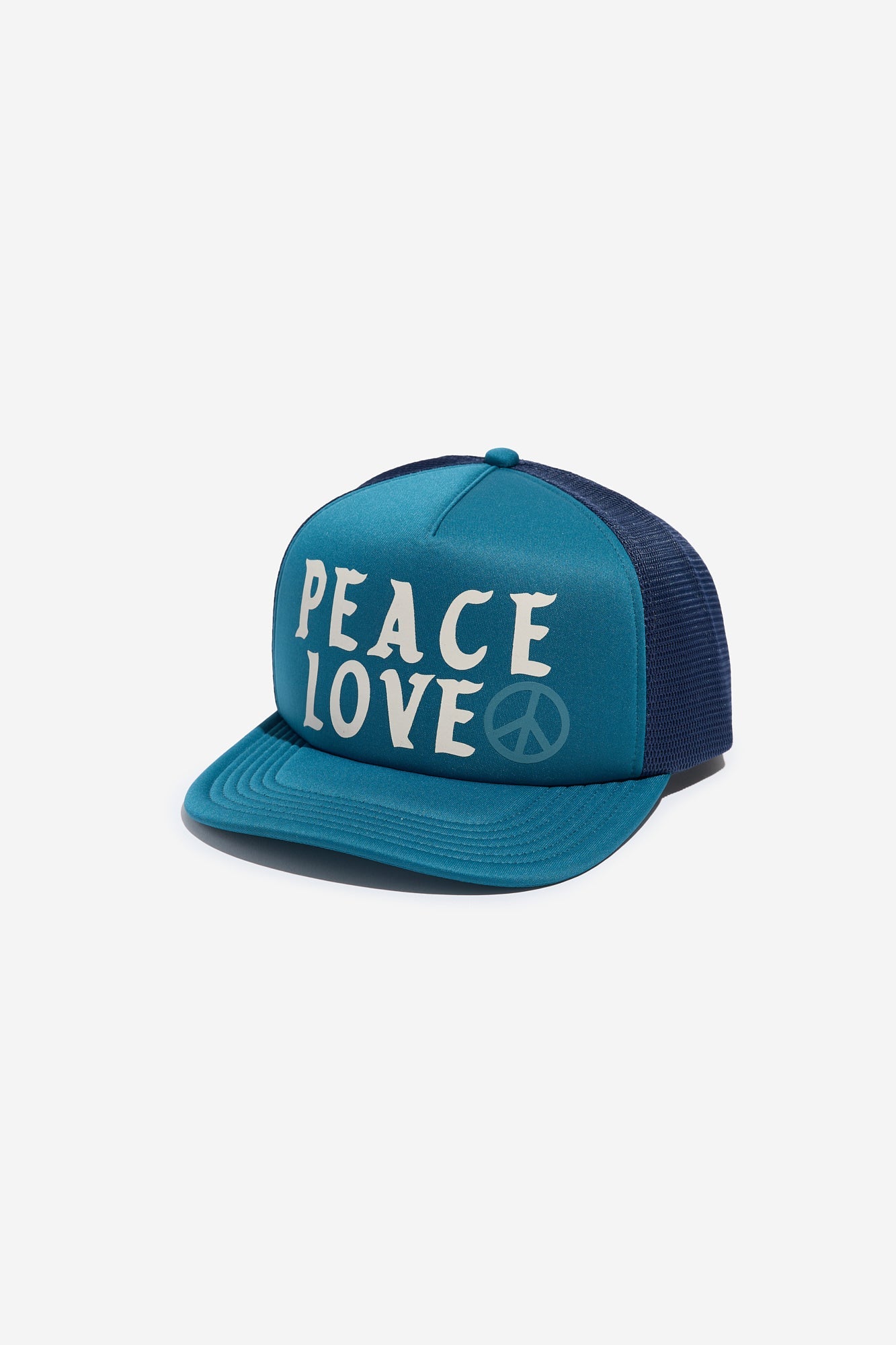 SPIRITUAL GANGSTER ONE LOVE PEACE TRUCKER HAT MIDNIGHT TEAL/ECLIPSE
