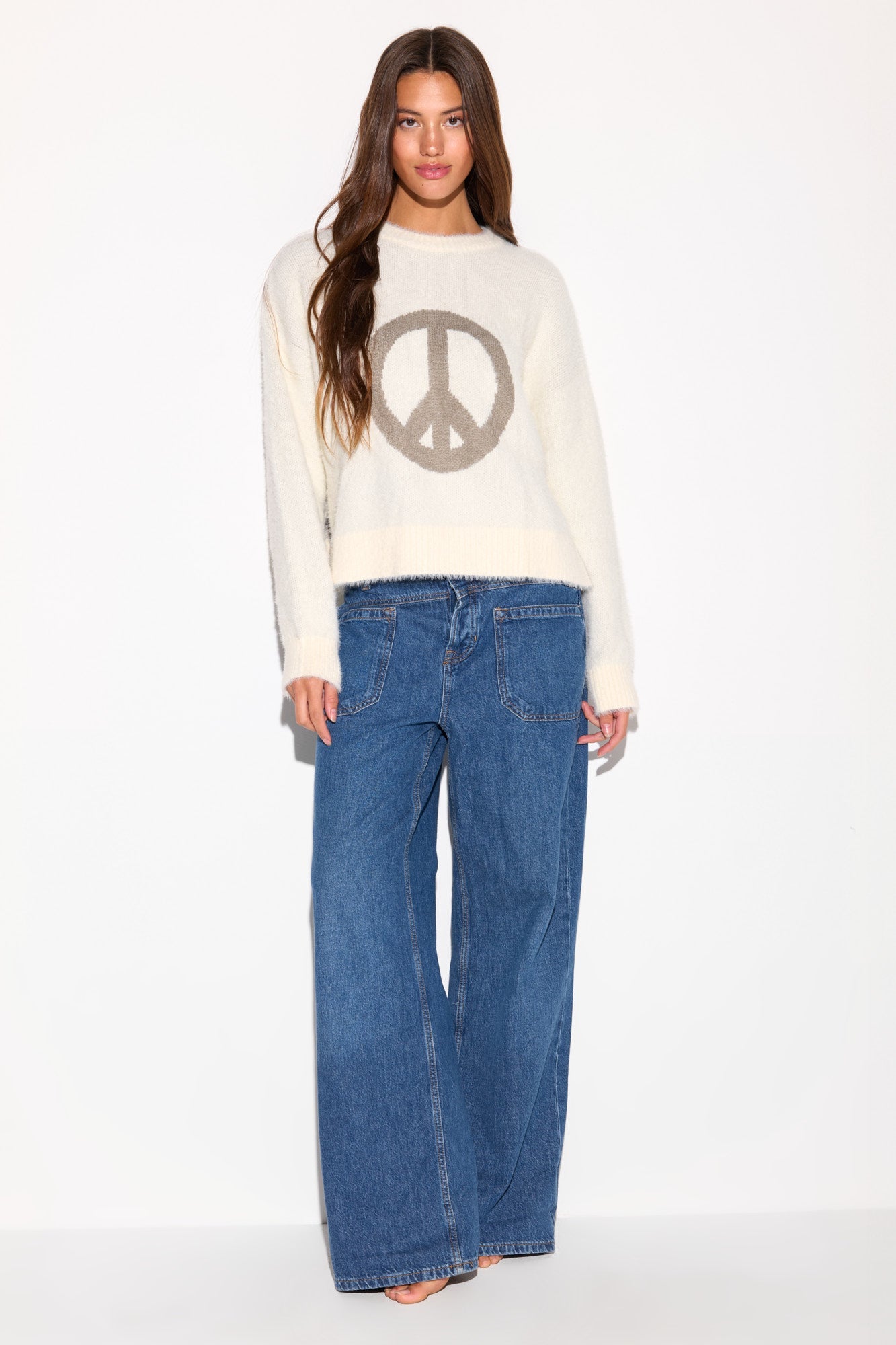 SPIRITUAL GANGSTER PEACE KEATS SWEATER WINTER WHITE