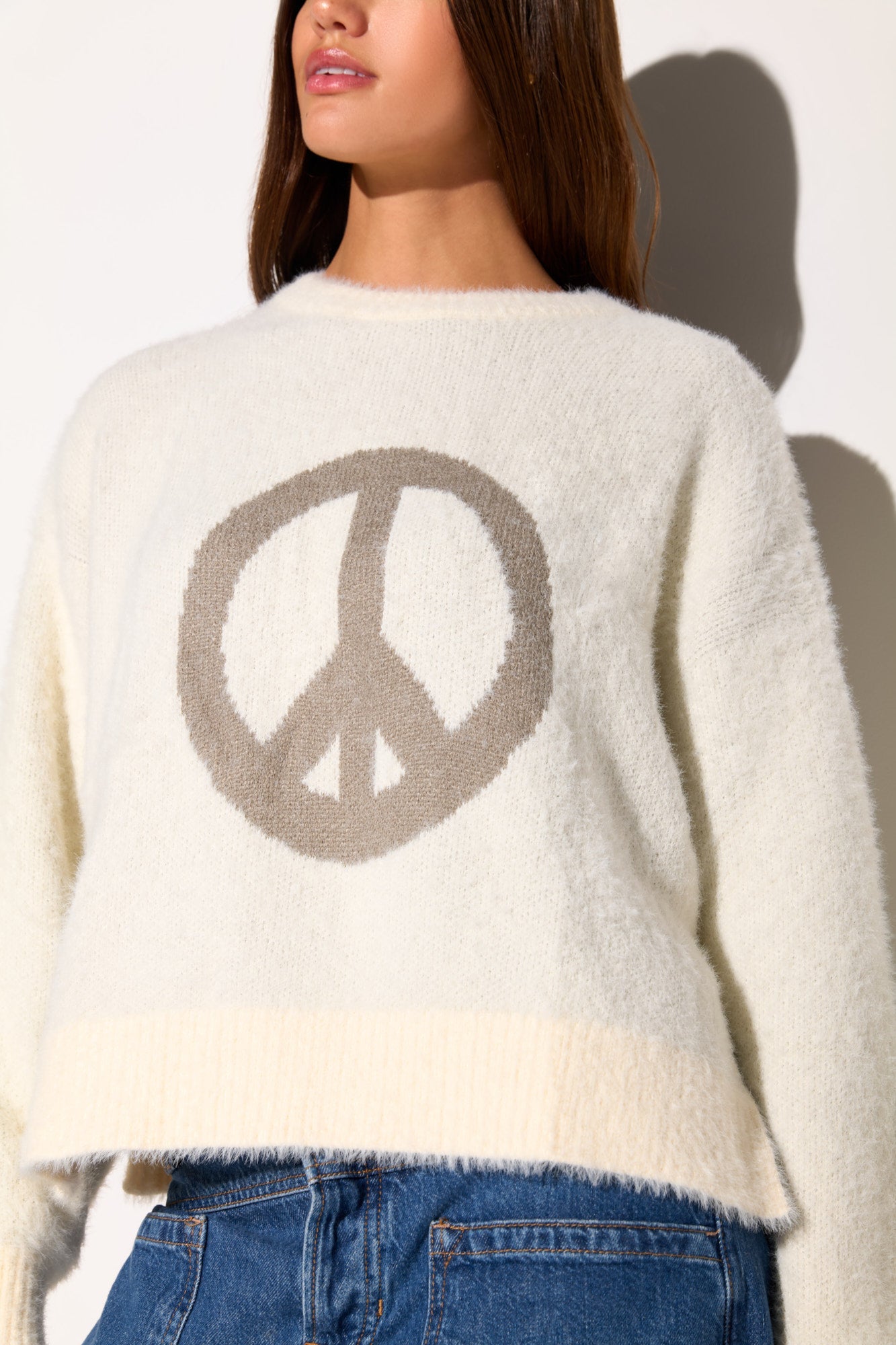 SPIRITUAL GANGSTER PEACE KEATS SWEATER WINTER WHITE