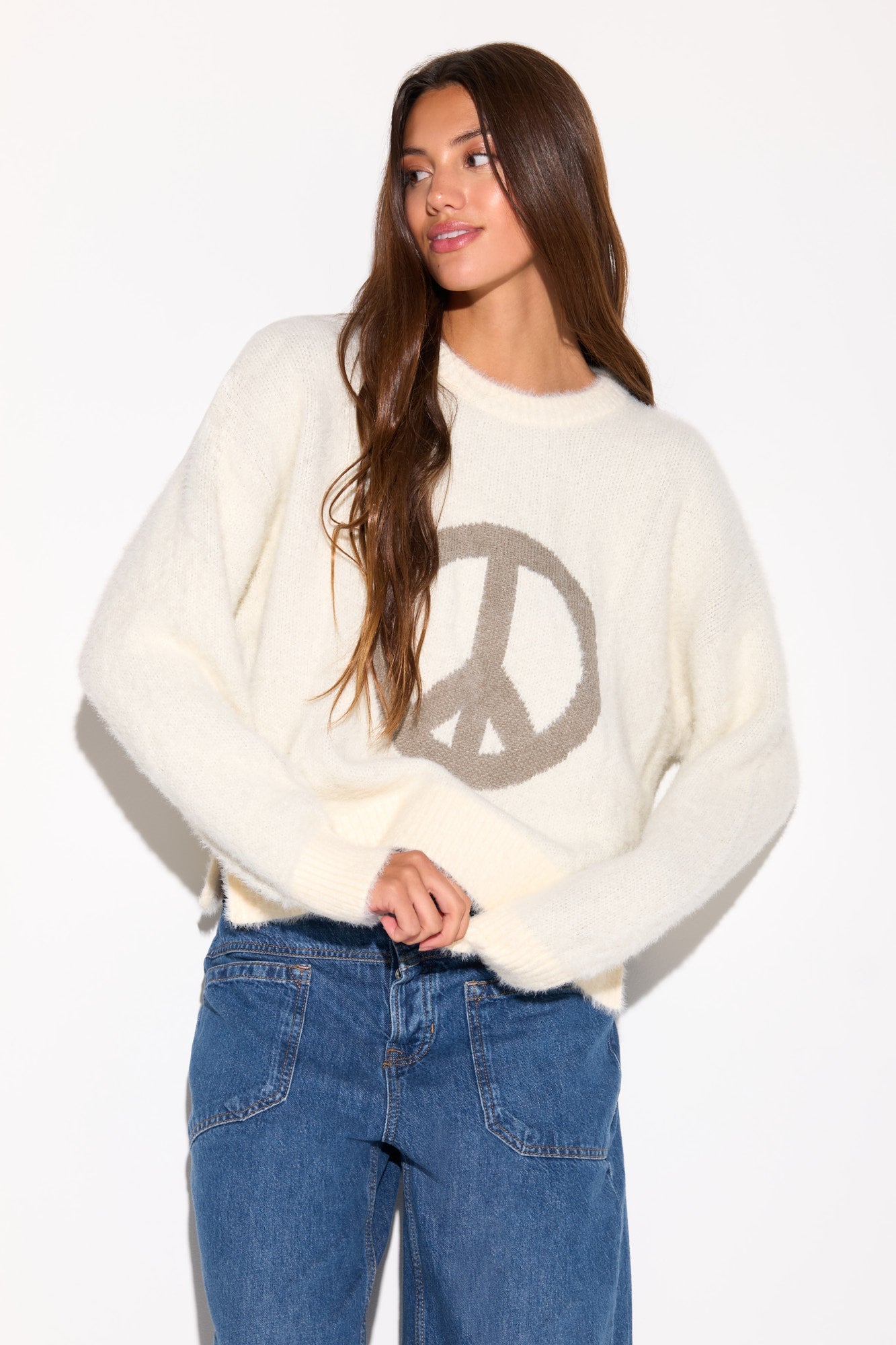SPIRITUAL GANGSTER PEACE KEATS SWEATER WINTER WHITE