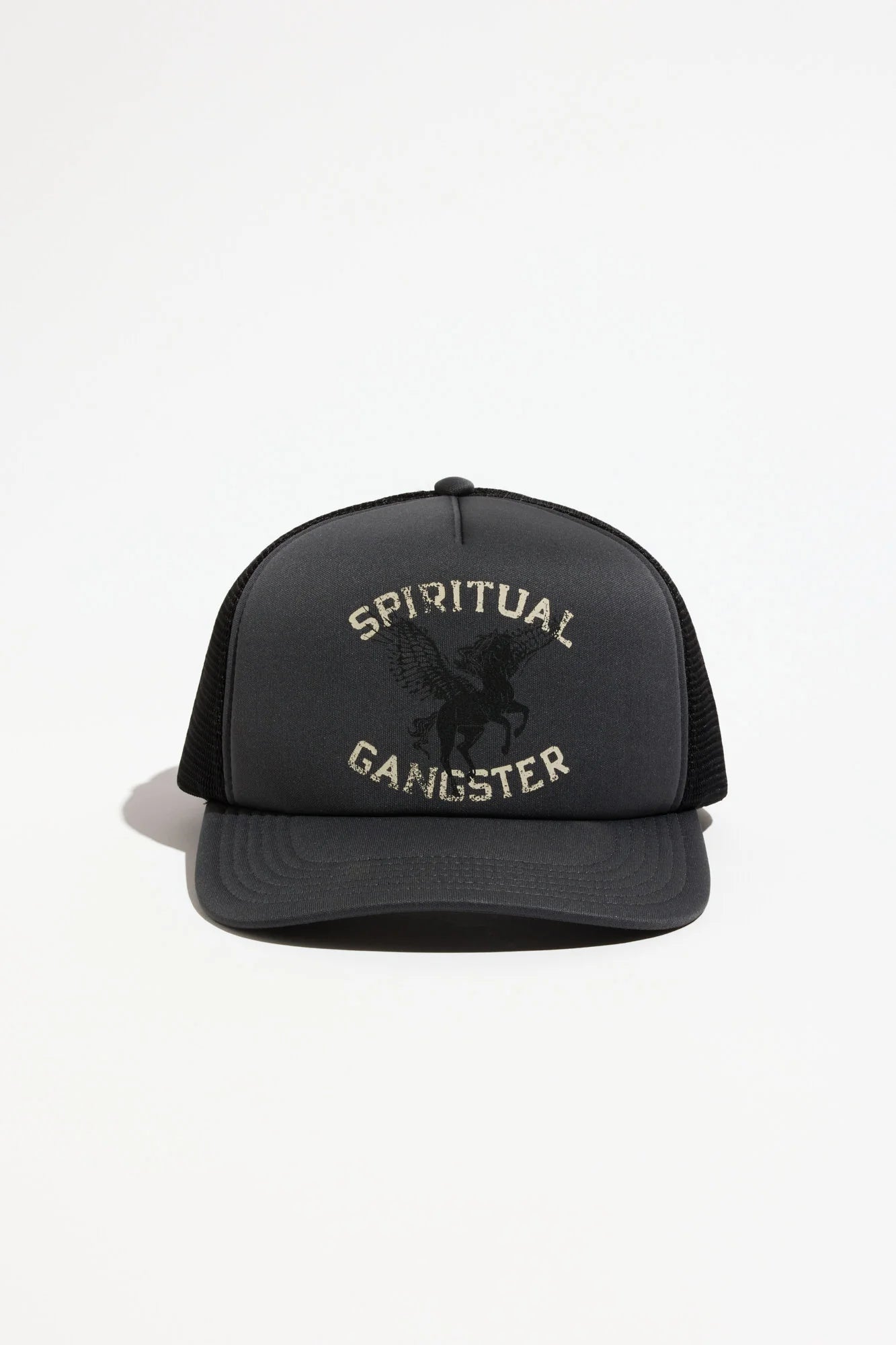 SPIRITUAL GANGSTER PEGASUS TRUCKER HAT ASH/BLACK