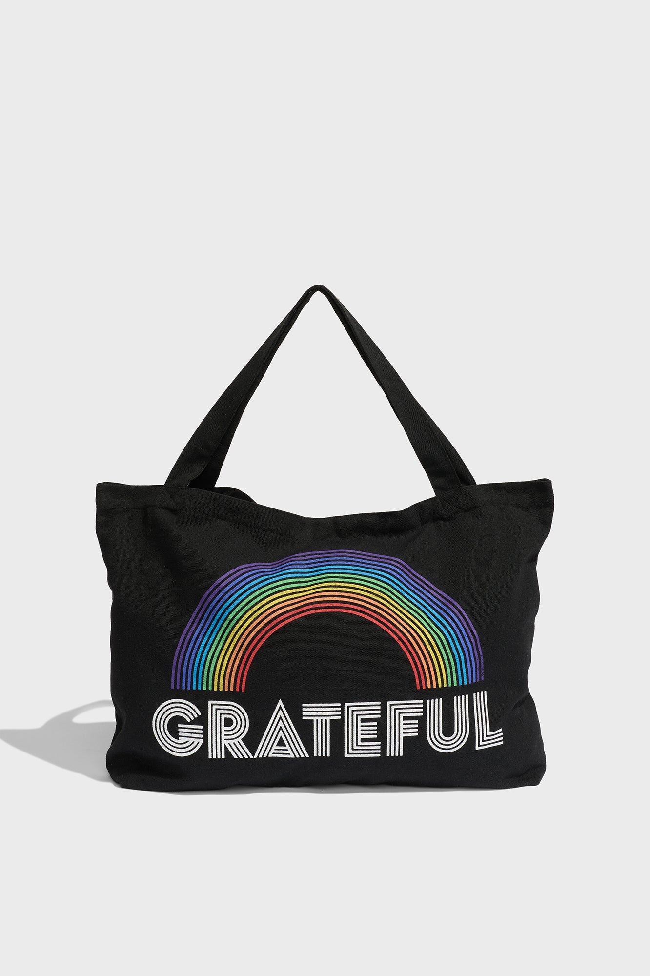 SPIRITUAL GANGSTER RAINBOW HEART TOTE BAG BLACK