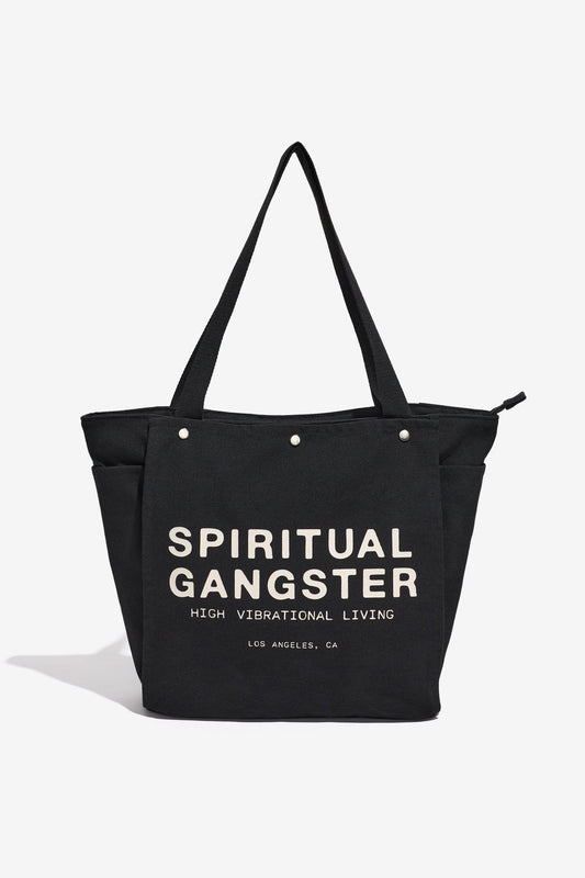 SPIRITUAL GANGSTER SG LIVING NAMASTE YOGA TOTE BAG BLACK