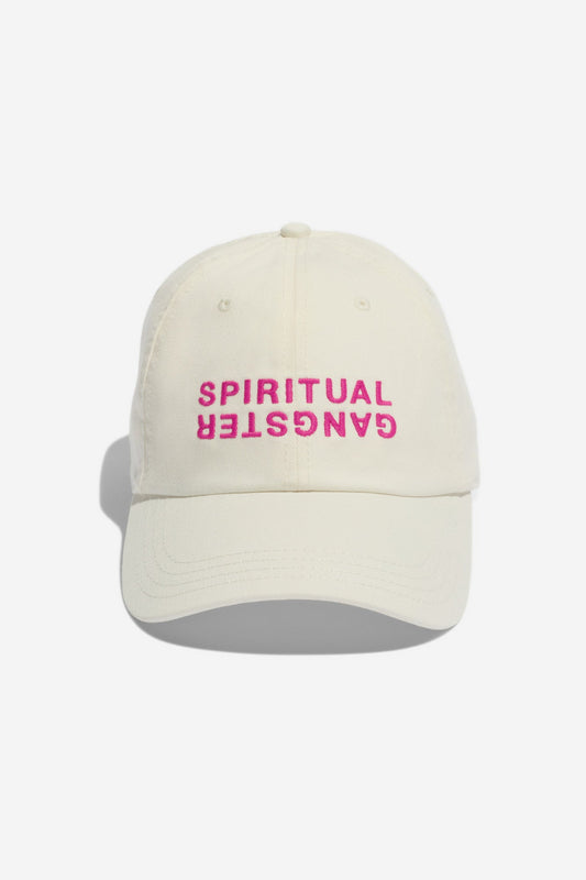 SPIRITUAL GANGSTER SG LOGO DAD TRUCKER HAT VINTAGE WHITE