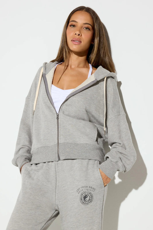 SPIRITUAL GANGSTER SOUL GUIDE MUSE ZIP HOODIE LIGHT HEATHER GREY