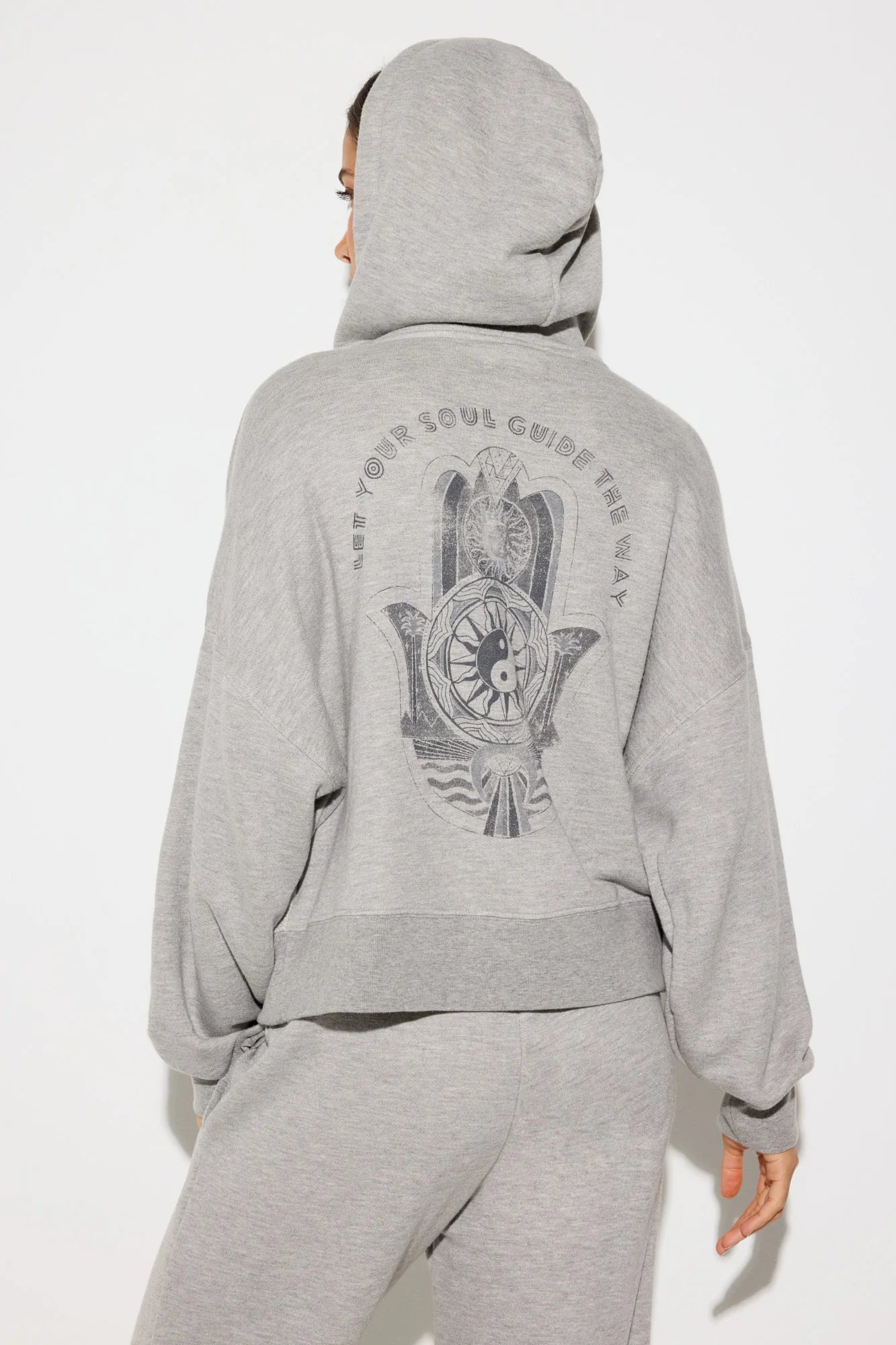 SPIRITUAL GANGSTER SOUL GUIDE MUSE ZIP HOODIE LIGHT HEATHER GREY 2
