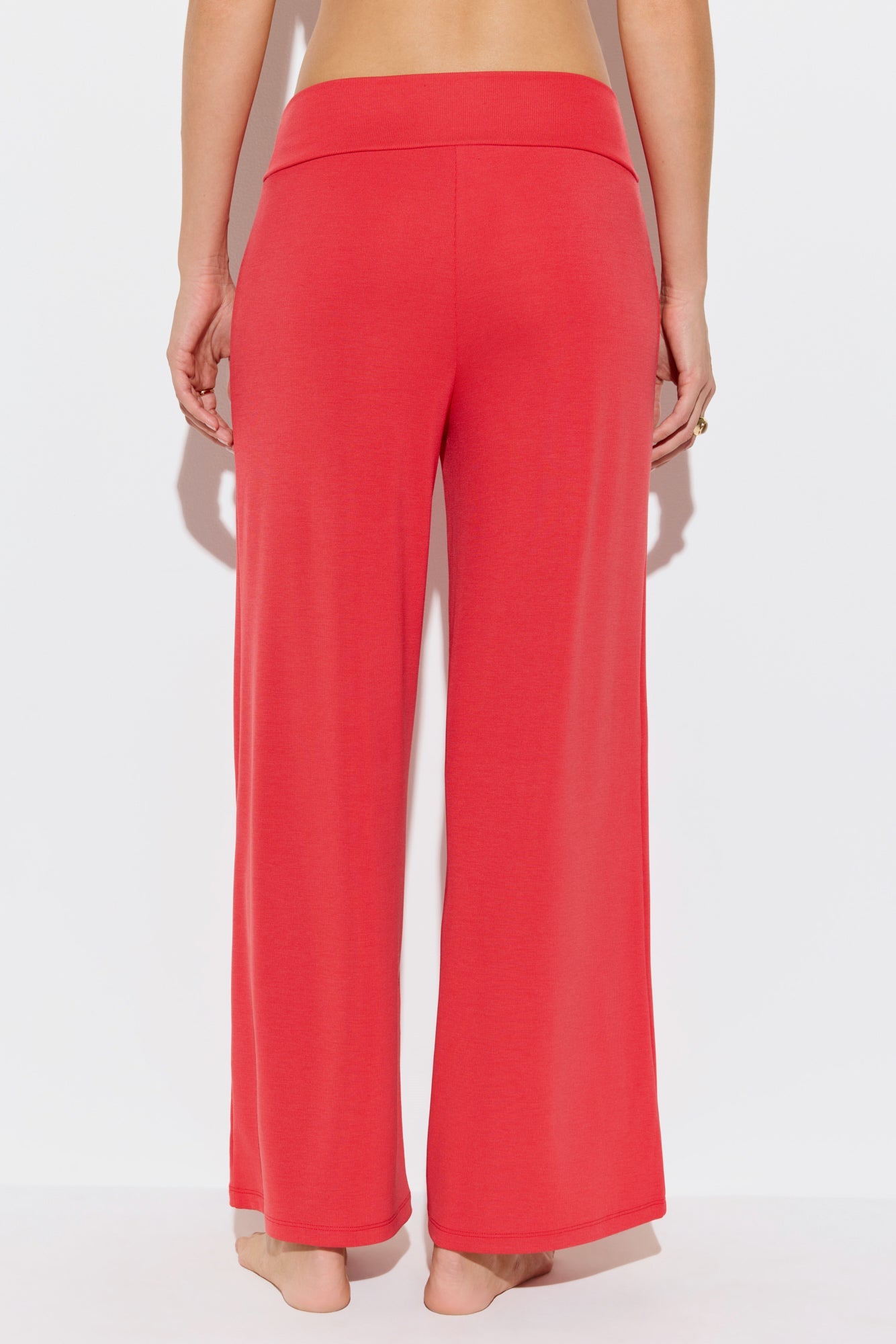 SPIRITUAL GANGSTER ZEN RIB JOURNEY WIDE LEG PANT SUNSET RED