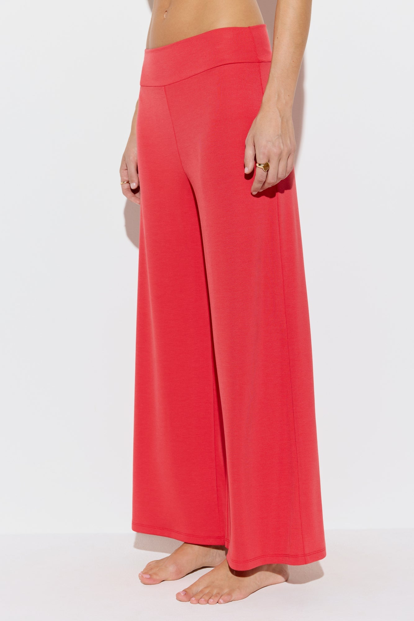 SPIRITUAL GANGSTER ZEN RIB JOURNEY WIDE LEG PANT SUNSET RED