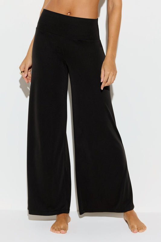 SPIRITUAL GANGSTER ZEN RIB JOURNEY WIDE LEG PANT VINTAGE BLACK