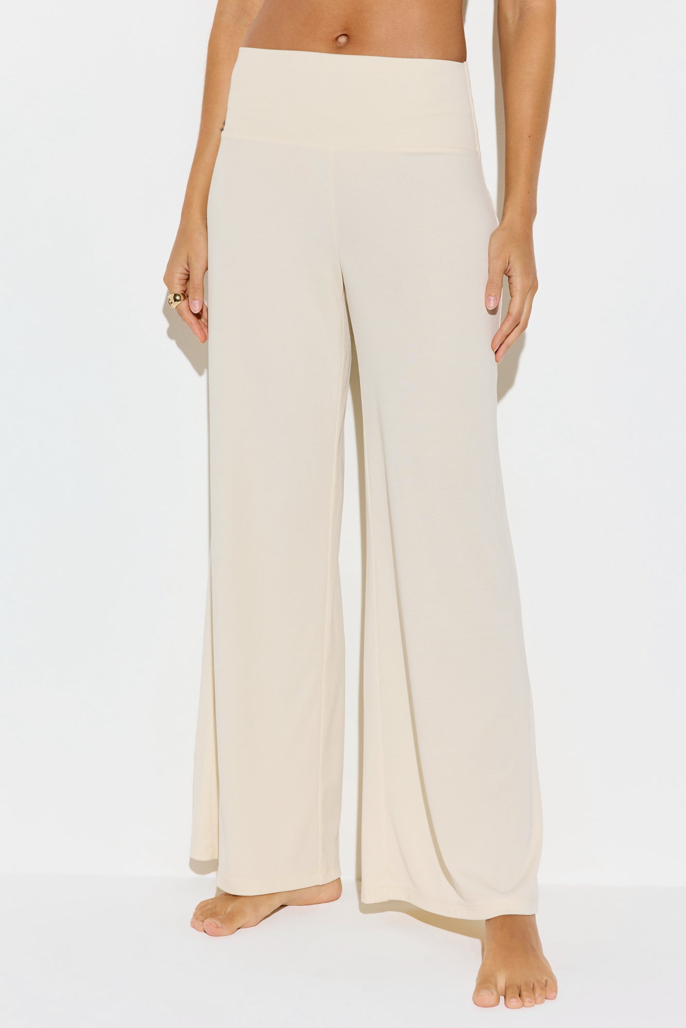 SPIRITUAL GANGSTER ZEN RIB JOURNEY WIDE LEG PANT VINTAGE WHITE