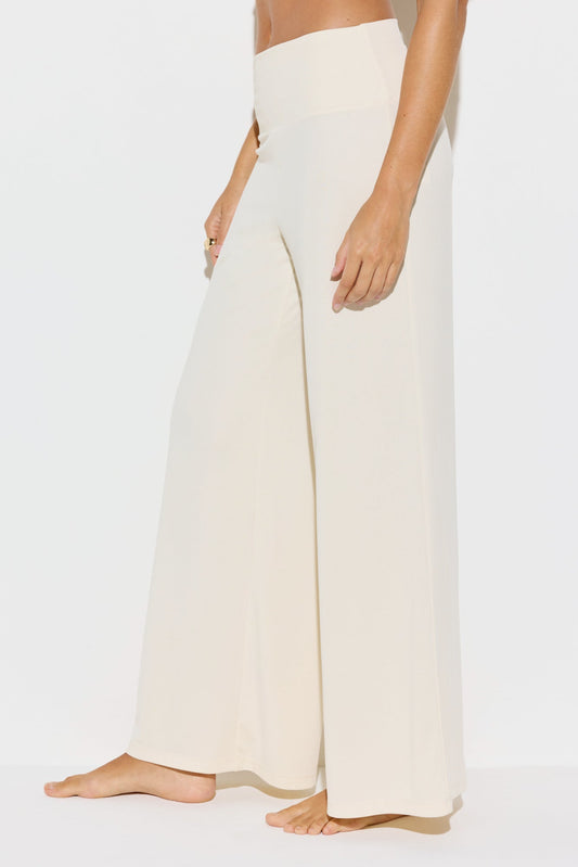 SPIRITUAL GANGSTER ZEN RIB JOURNEY WIDE LEG PANT VINTAGE WHITE