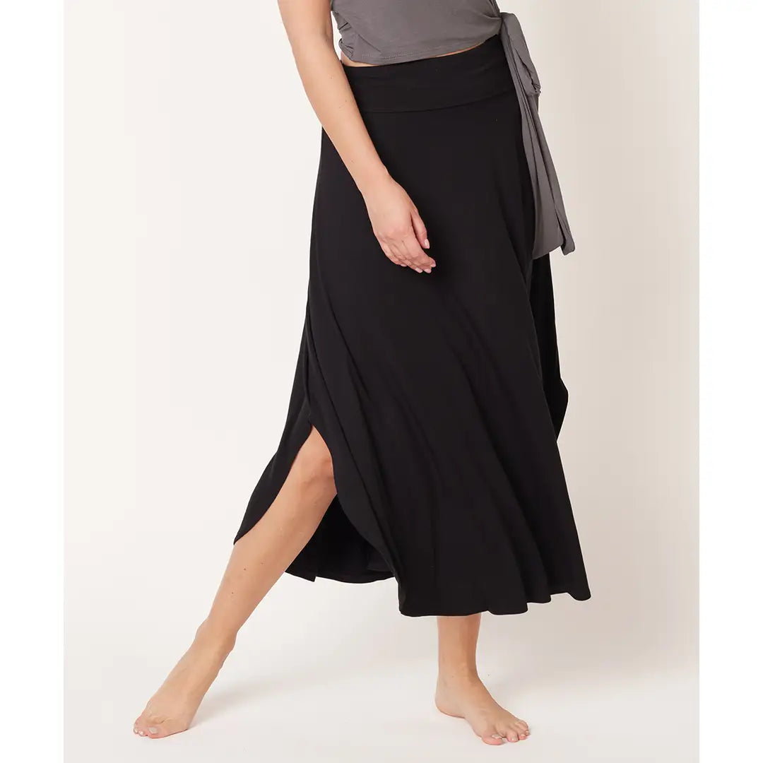 STUDIO KO  Bamboo Band Waist Maxi Skirt Black