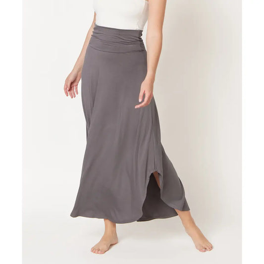 STUDIO KO  Organic Bamboo Band Waist Maxi Skirt Grey