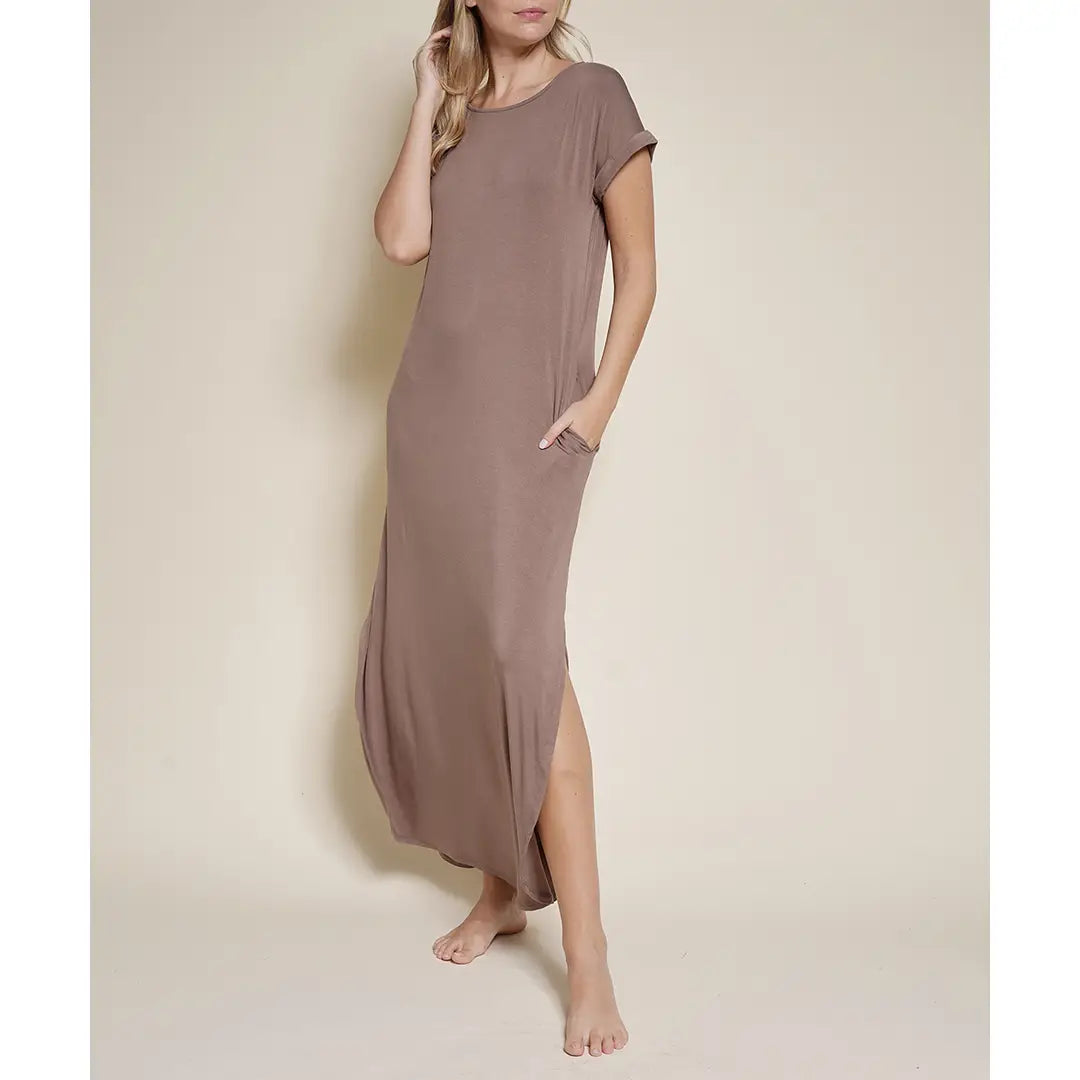 STUDIO KO Organic Bamboo Maxi Dress Mocha