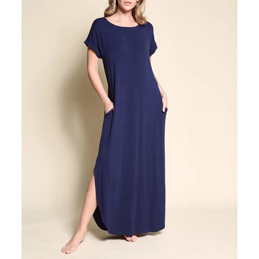 STUDIO KO Organic Bamboo Maxi Dress Slate Navy