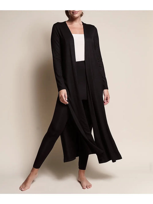 STUDIO KO Organic Bamboo Maxi Long Cardigan Black