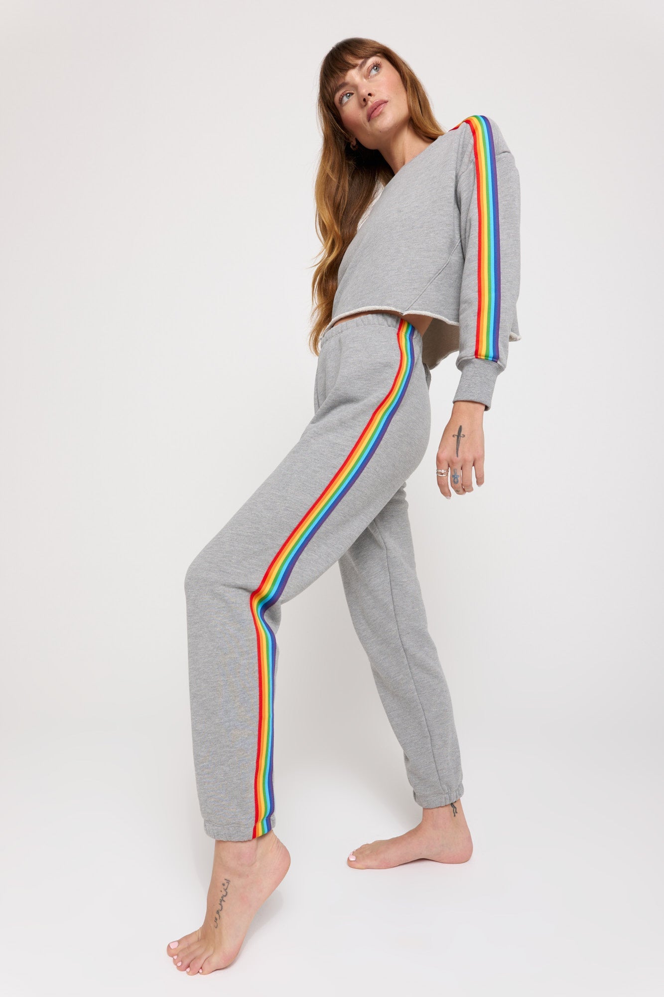 SPIRITUAL GANGSTER RAINBOW LUNA SWEATPANT HEATHER ASH