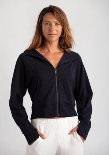 MILA ZIP UP HOODIE VINTAGE BLACK