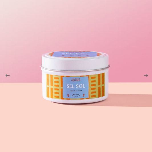 FEATHER AND COCO SEL SOL CANDLE 4 OZ TIN