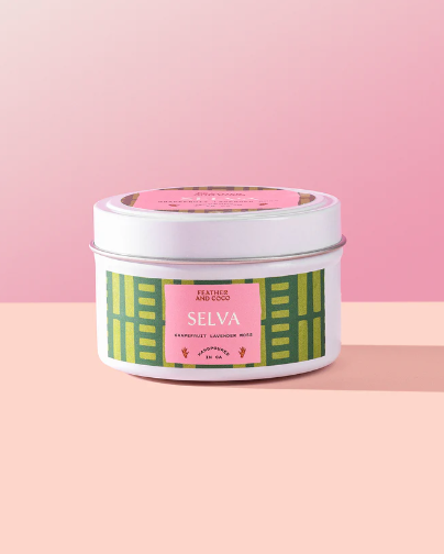 FEATHER AND COCO SELVA CANDLE 4 OZ TIN