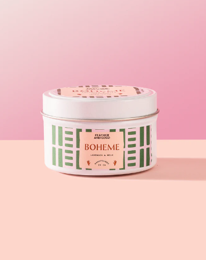 FEATHER AND COCO BOHEME CANDLE 4 OZ TIN