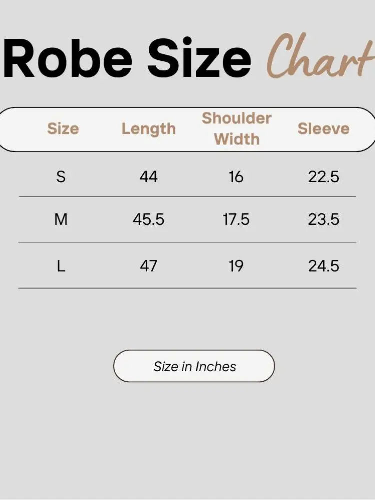 VOLO BATH ROBE SIZE CHART