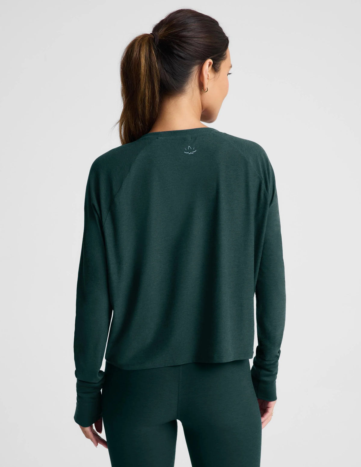 BEYOND YOGA FEATHERWEIGHT DAYDREAMER PULLOVER DARK IVY HEATHER