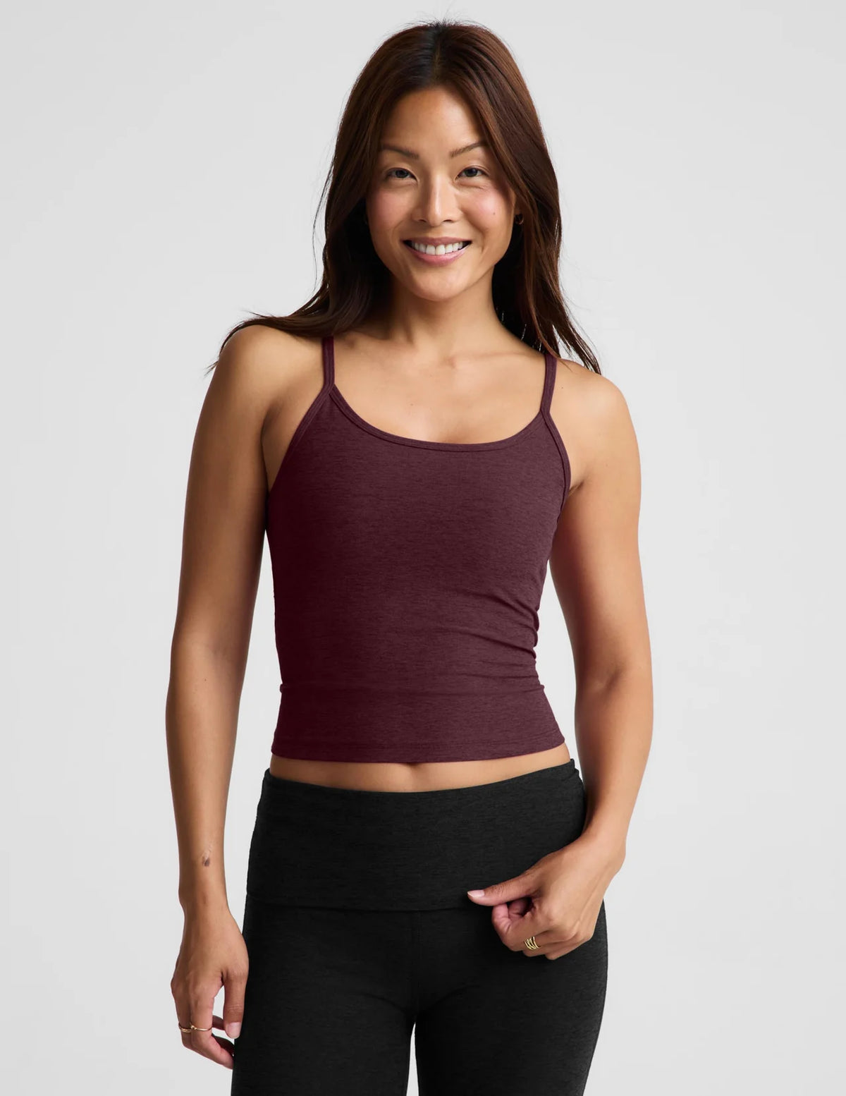 BEYOND YOGA SPACEDYE FOREVER TANK CABERNET HEATHER