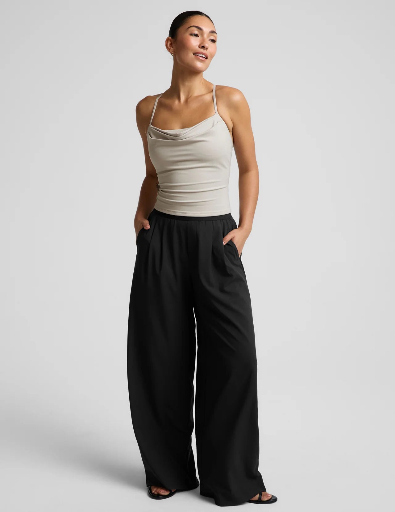 BEYOND YOGA COWL NECK TANK OAT