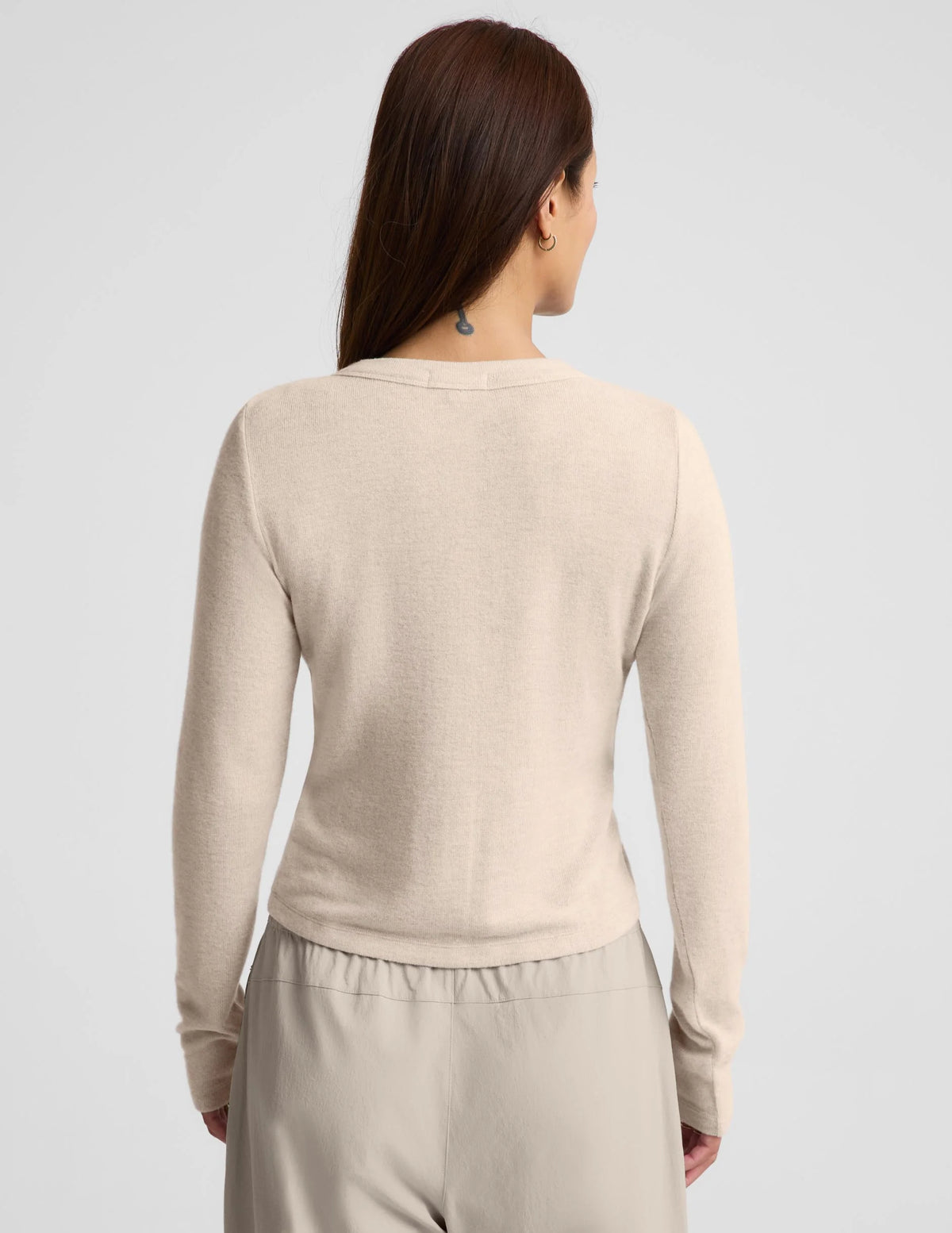 BEYOND YOGA LUXLAYER FITTED CARDIGAN OATMEAL HEATHER