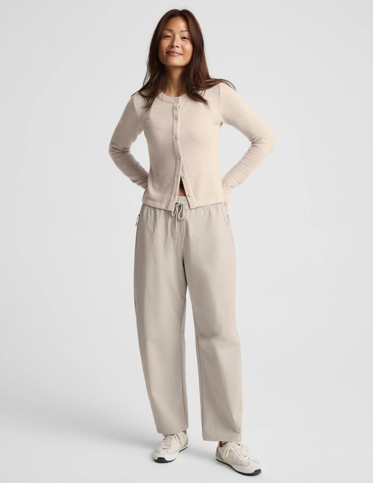 BEYOND YOGA LUXLAYER FITTED CARDIGAN OATMEAL HEATHER