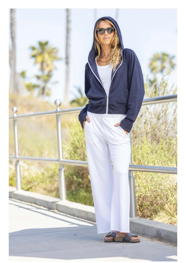 MILA ZIP UP FLEECE HOODIE NAVY
