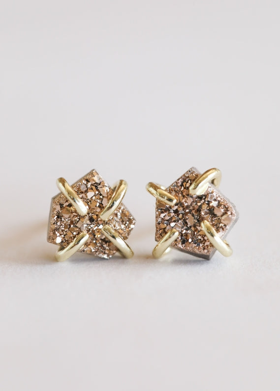 JAXKELLY DRUZY PRONG ROSE GOLD EARRINGS