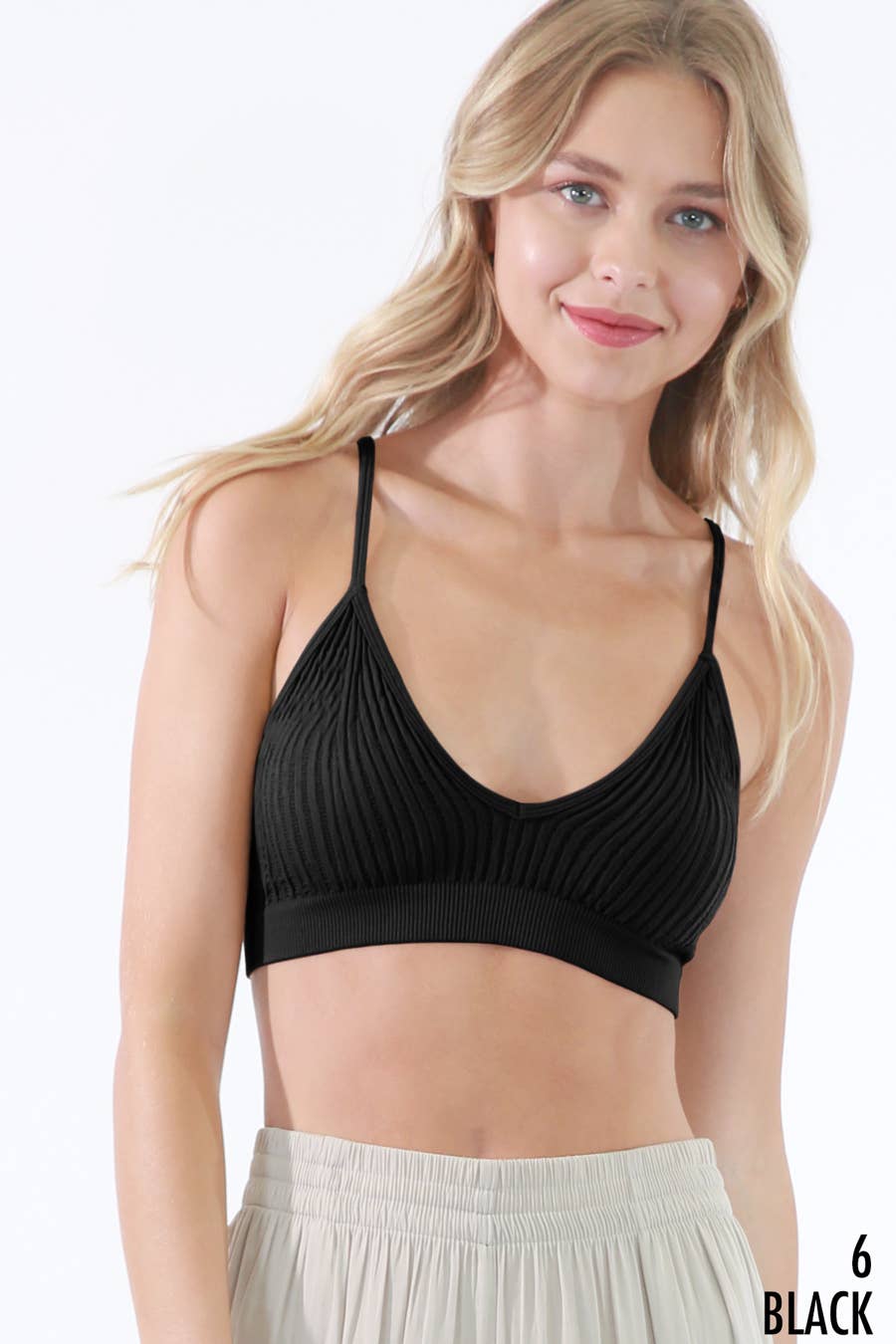 NIKIBIKI Ribbed V-Neck Bralette BLACK