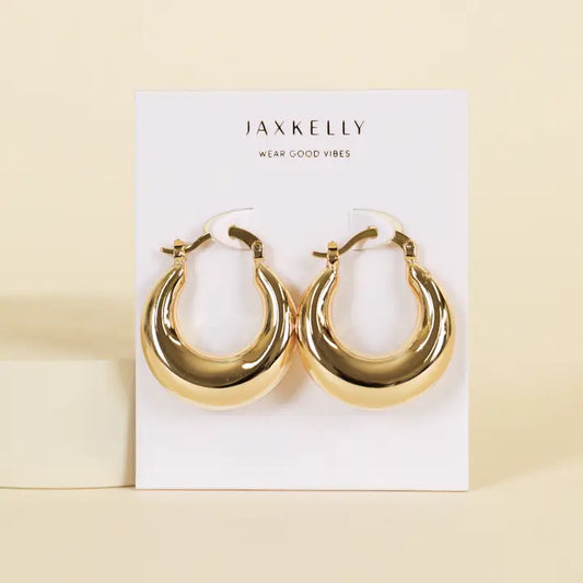 JAXKELLY Gold Hoop  Sculptural Wide Earrings