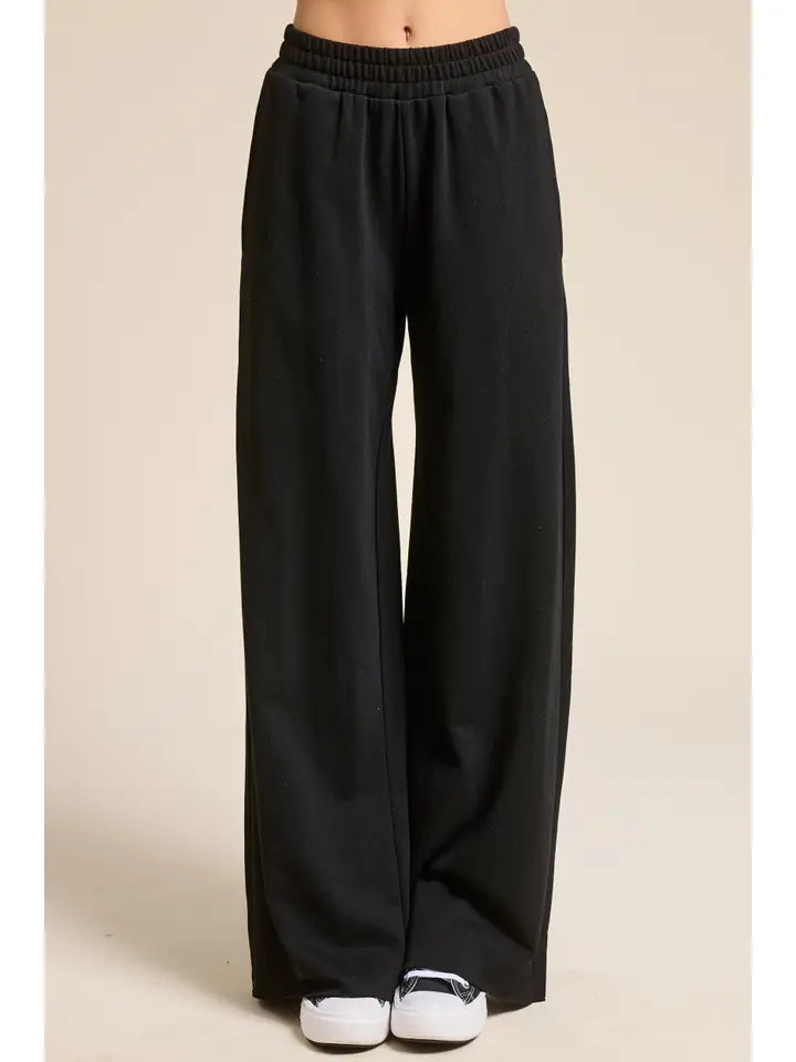MIMOSA Wide Leg Cotton Sweatpant Black