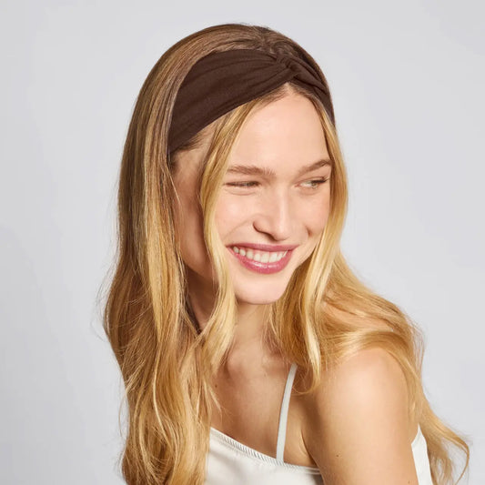 KITSCH Recycled Fabric Wide Twist Headbands 2pc Set- Rosewood