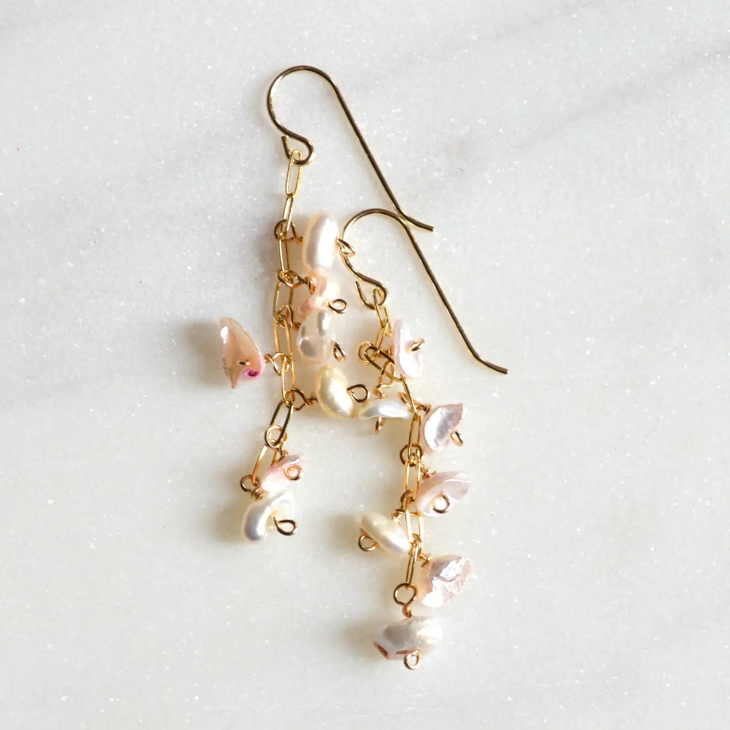 SALTY BUT SWEET PINK AND WHITEE KESHI PEARL EARRINGS