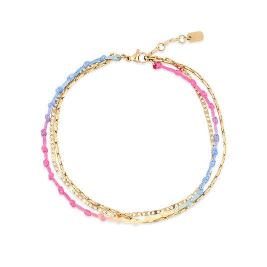 PURA VIDA Ombre Knot Layered Anklet Gold