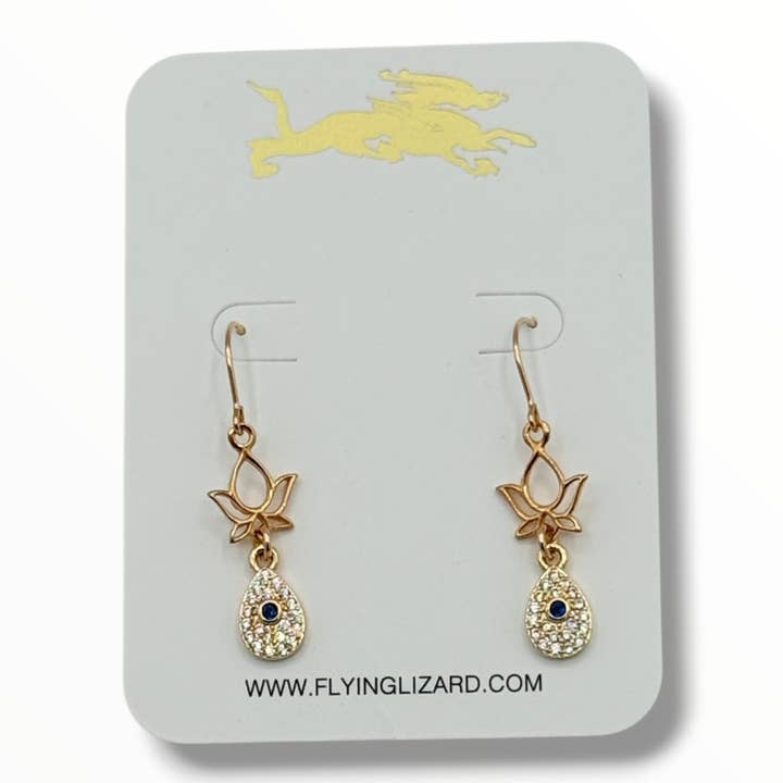 FLYING LIZARD DESIGN LOTUS LIGHT DROP EARRING