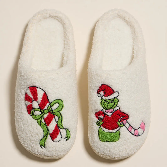 SENSIBLING Grinch Holiday Fuzzy Sherpa Slippers