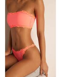 FREE PEOPLE CHARLIE LACE MICROFIBER THONG SUNSET