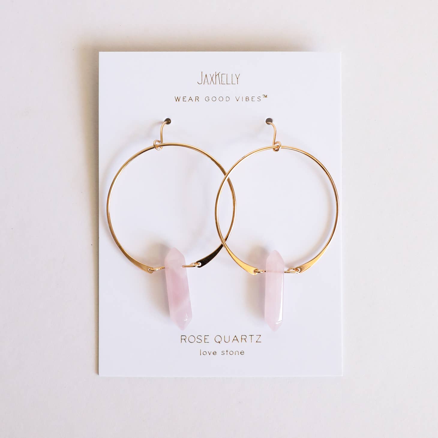 JAXKELLY ROSE QUARTZ HOOPS