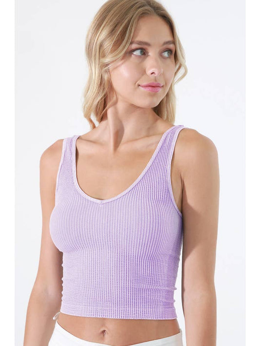 NIKIBIKI Reversible Ribbed Crop Top Vintage Amethyst