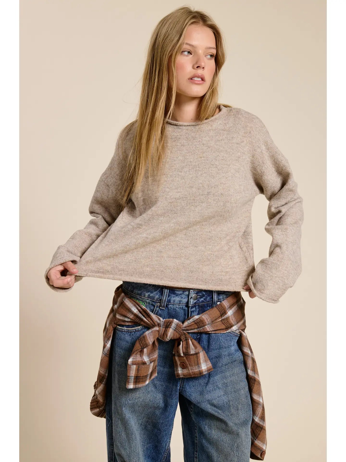 MIMOSA Essential Pullover Sweater Top Cappuccino