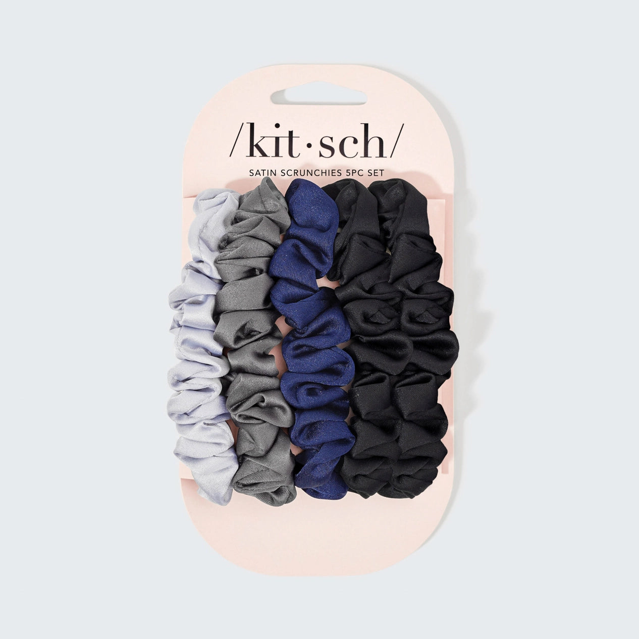 KITSCH Satin Petite Scrunchies 5pc Set- Midnight