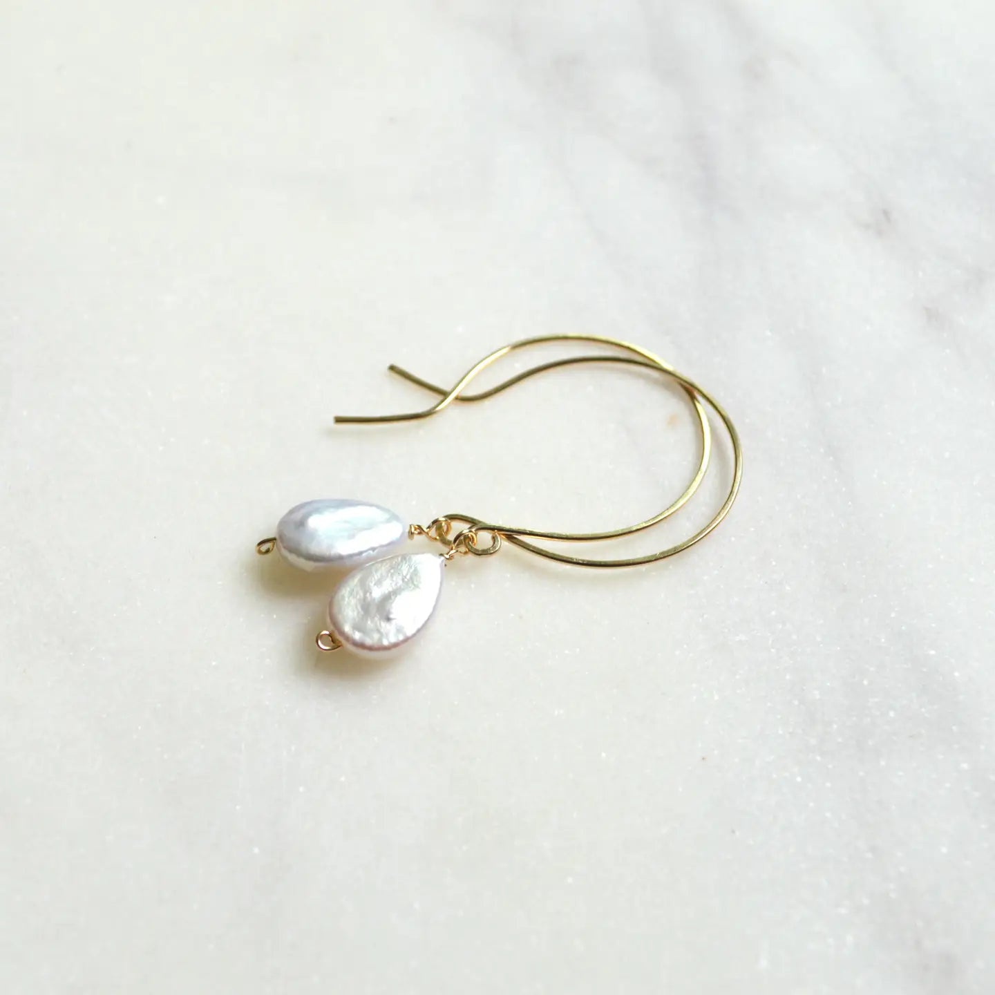SALTY BUT SWEET FRESHWATER PEARL DROP EARRINGS GOLD 