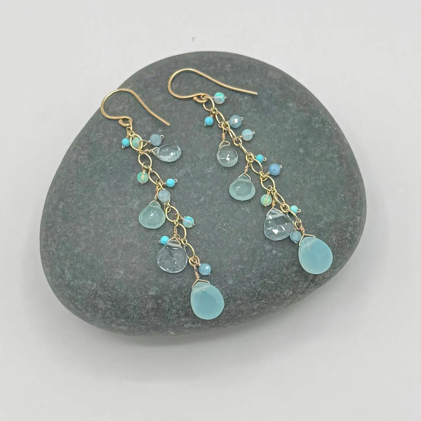 FLYING LIZARD AQUA GEM FLOW EARRINGS